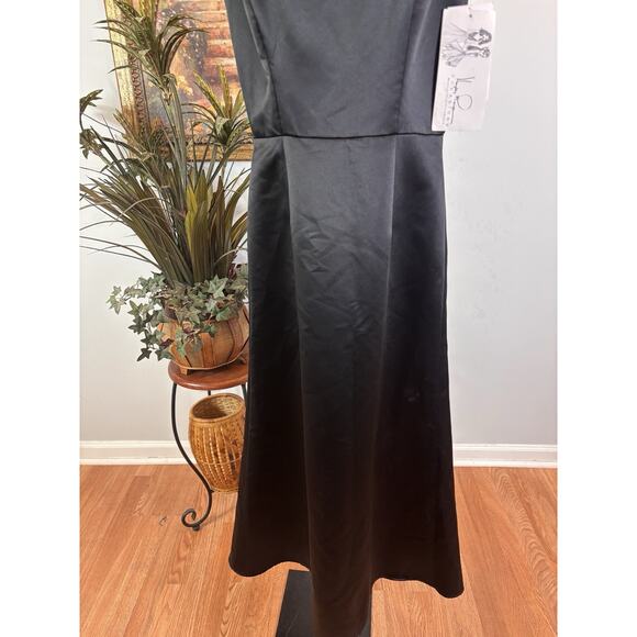 Haley Paige Women Maxi Dress Bridesmaid Black Strapy Sleeves Fit & Flare Size 12 - Picture 6 of 10